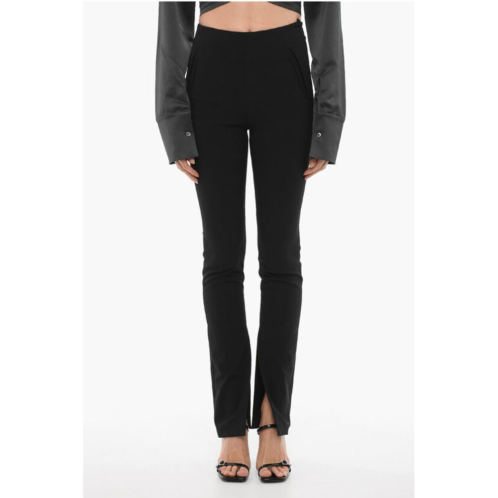Solid Color Pants with Ankle Slit