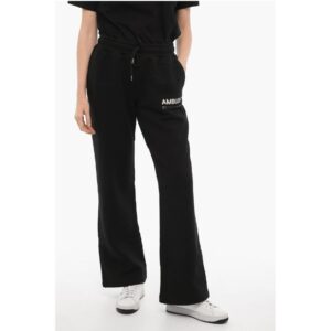Solid Color Sweat Pants with Printed Logo