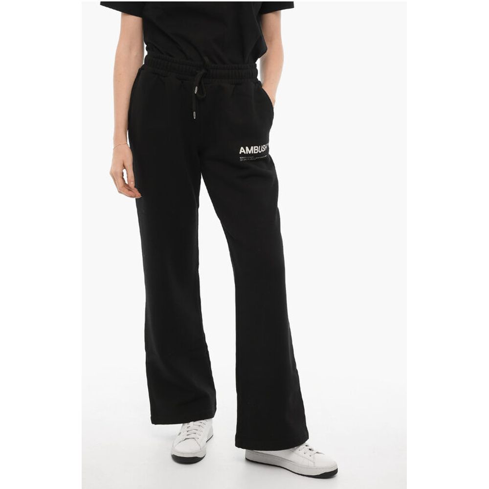 Solid Color Sweat Pants with Printed Logo