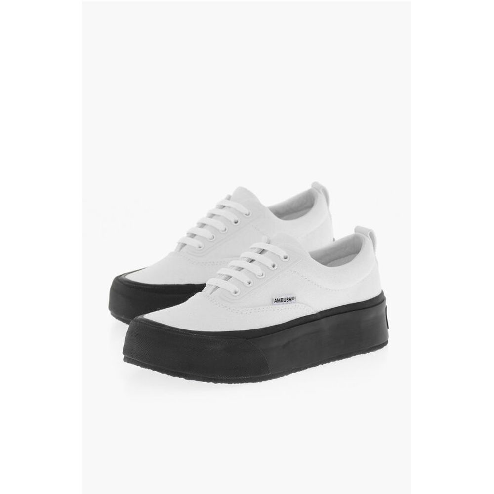 Canvas Low Top Sneakers with Contrasting Sole