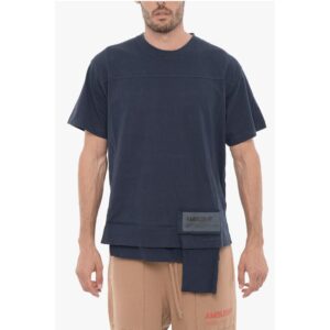 Solid Color Crew-neck T-Shirt with Waist Pocket