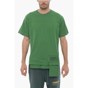 Solid Color AMAZON SEA FOAM Crew-neck T-Shirt with Waist Poc
