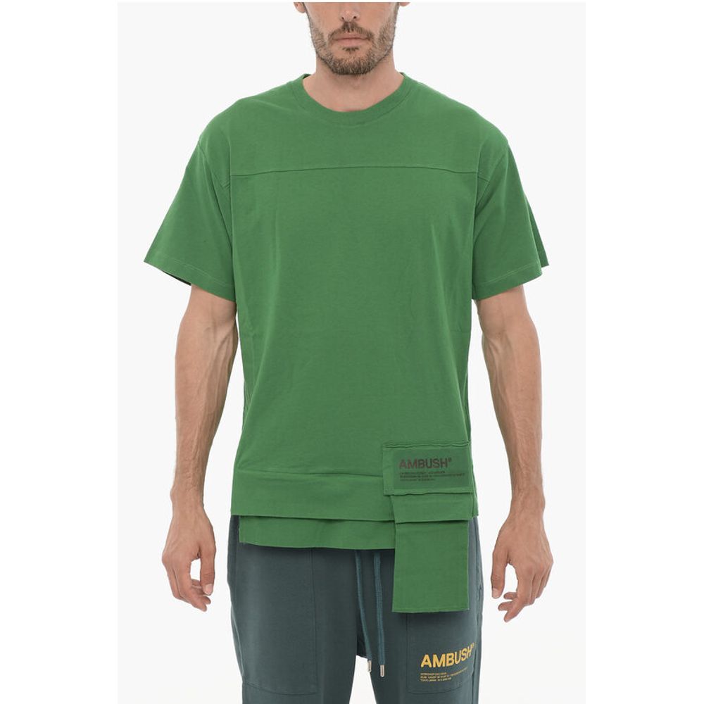 Solid Color AMAZON SEA FOAM Crew-neck T-Shirt with Waist Poc