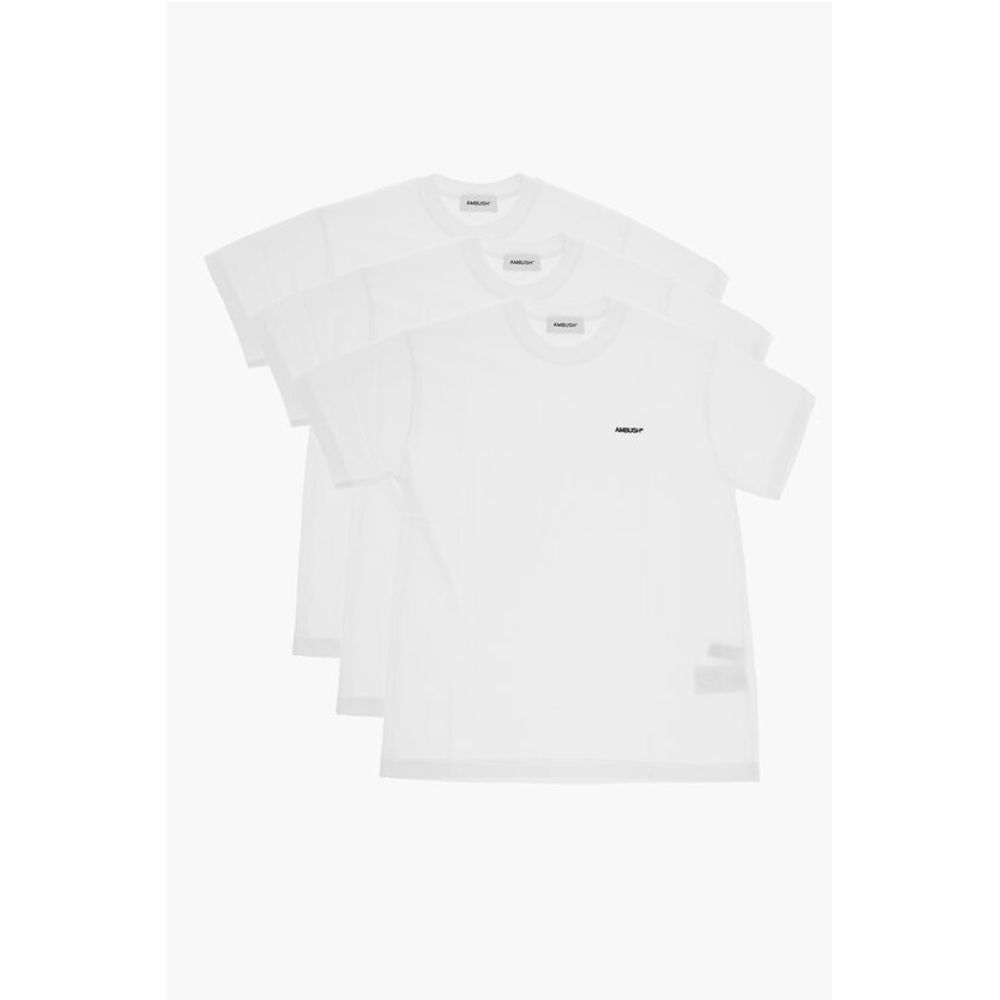Set of 3 Solid Color T-Shirt with Embroidered Logo