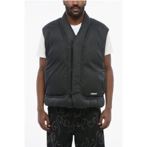 Sleeveless KIMONO Down Jacket with Snap Buttons