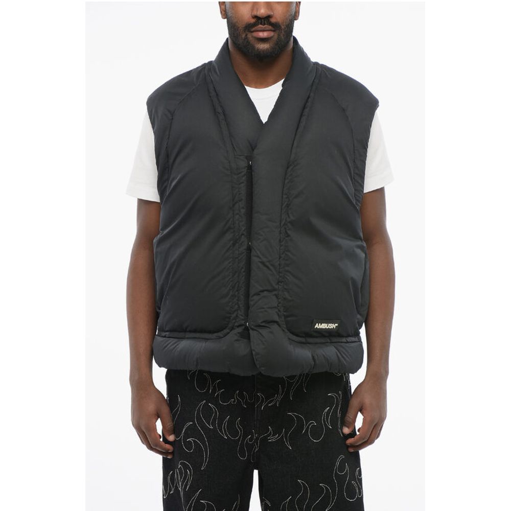 Sleeveless KIMONO Down Jacket with Snap Buttons