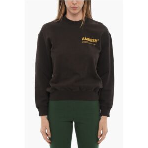 Brushed Cotton Crew-neck Sweatshirt with Printed Logo
