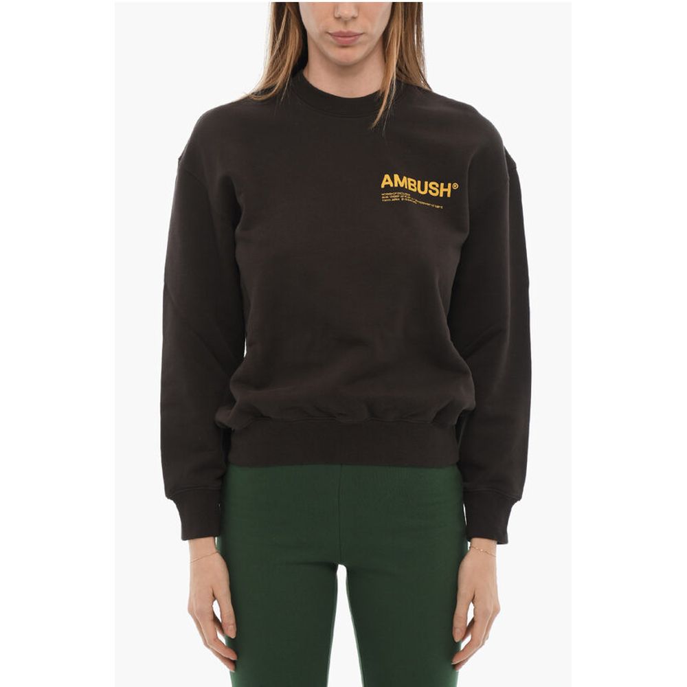 Brushed Cotton Crew-neck Sweatshirt with Printed Logo