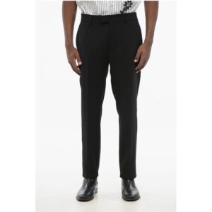 4-Pocketed Wool Blend Pants with Concealed Closure