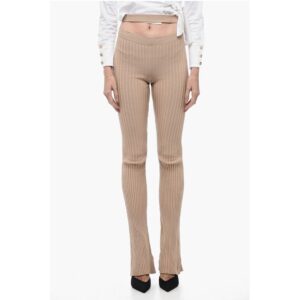 Ribbed Flared Pants with Cut Out Detail