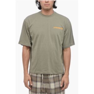 Solid Color Crew-neck T-Shirt with Printed Logo
