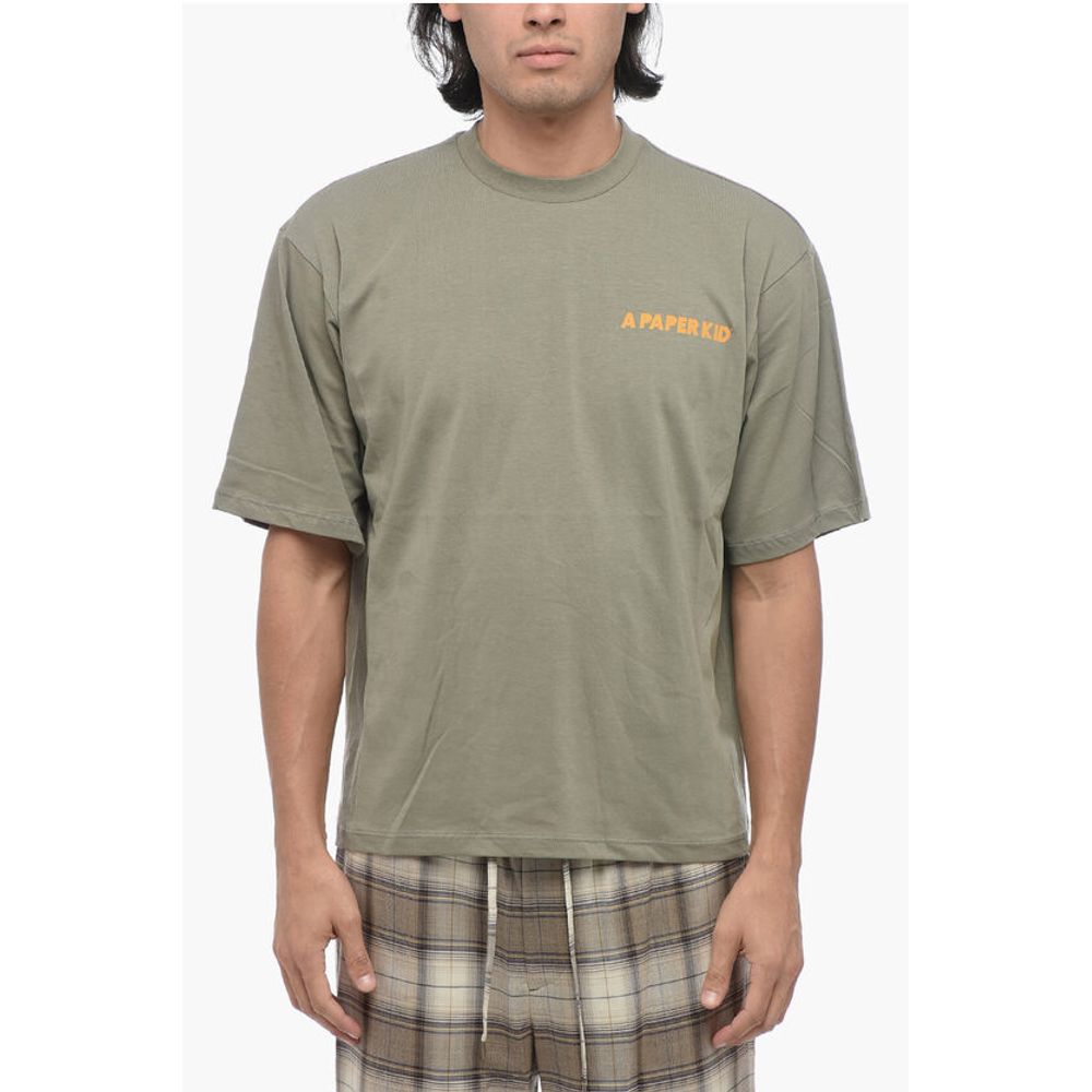 Solid Color Crew-neck T-Shirt with Printed Logo