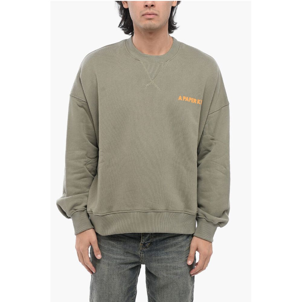 Brushed Cotton Crew-neck Sweatshirt with Printed Logo