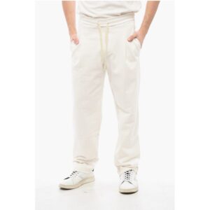 Single-Pleated Brushed Cotton Pants with Logo Patch on The B