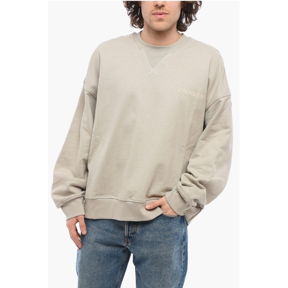 Brushed Cotton Crew-neck Sweatshirt with Maxi Back Print