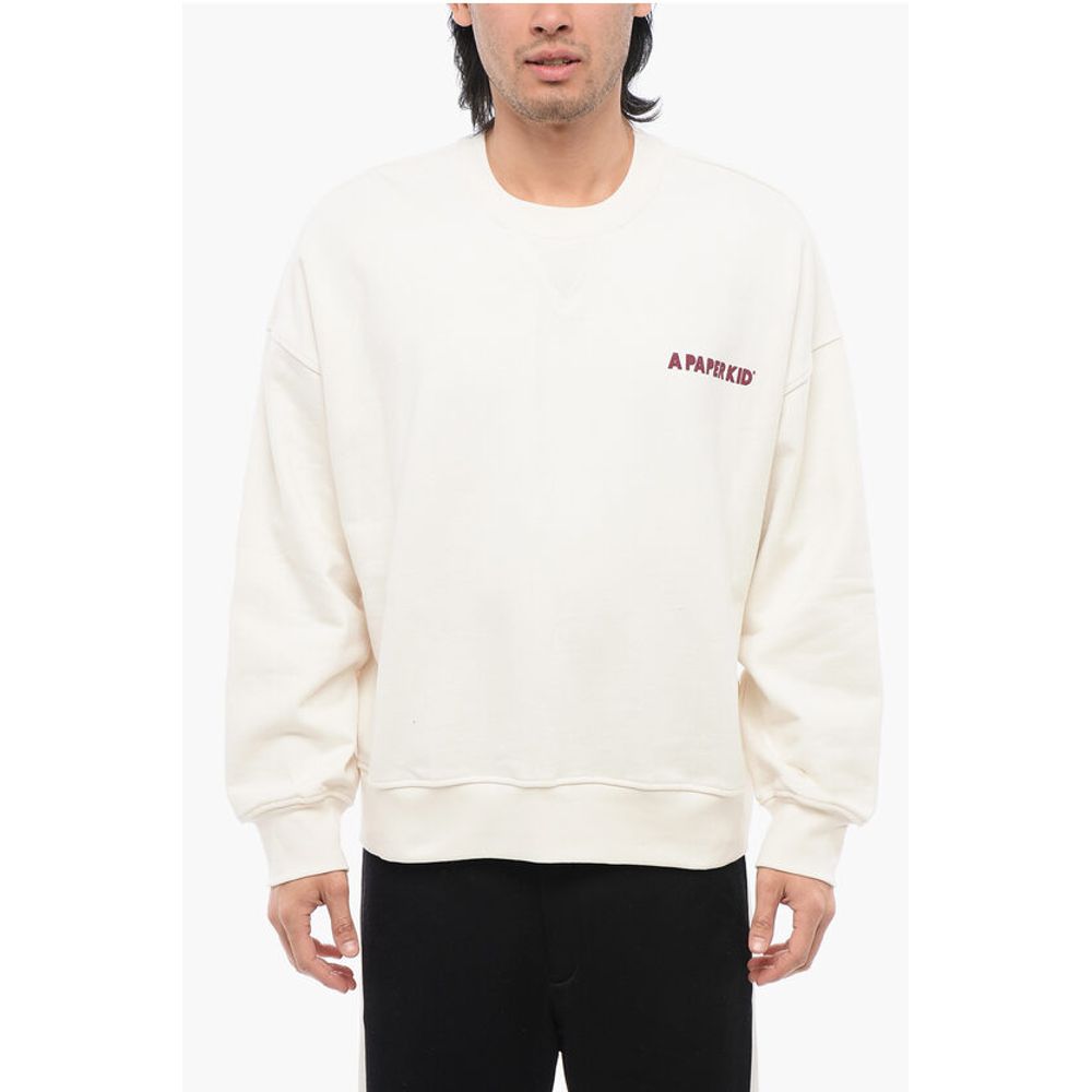 Cotton Crew-neck Sweatshirt with Printed Contrasting Logo