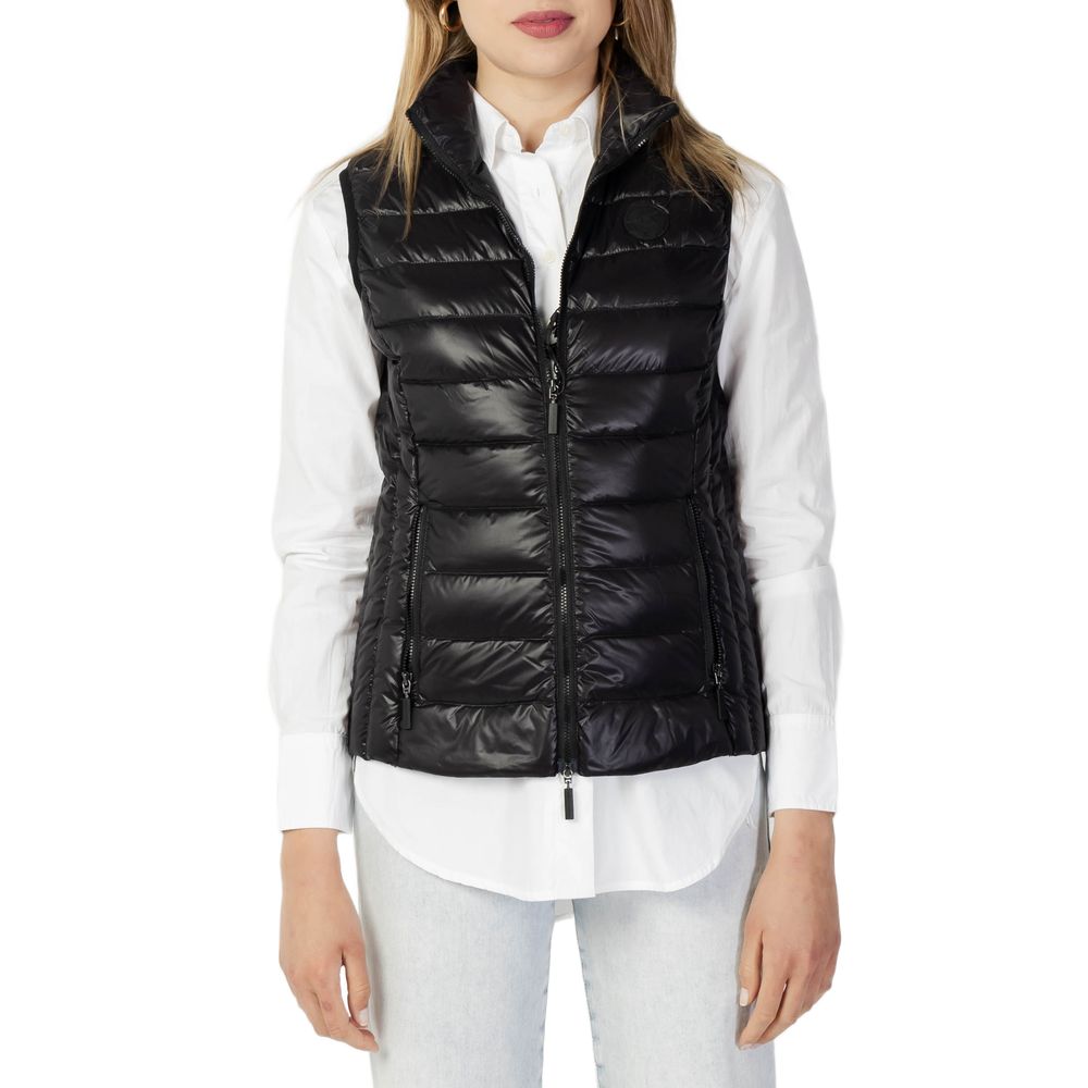 Black Polyester Sleveless Jacket