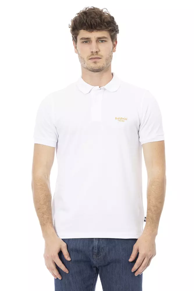 White Cotton Men Polo Shirt