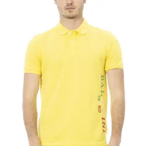 Yellow Cotton Men Polo Shirt