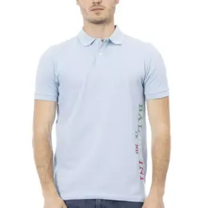Light Blue Cotton Men Polo Shirt