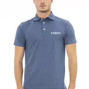 Blue Cotton Men Polo