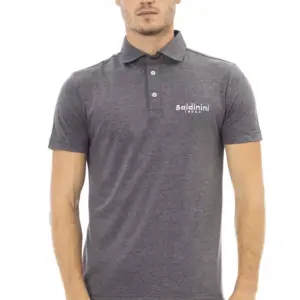 Gray Cotton Men Polo Shirt