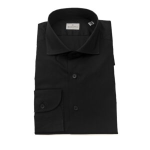 Black Cotton Men Shirt Slim Fit with French Collar
