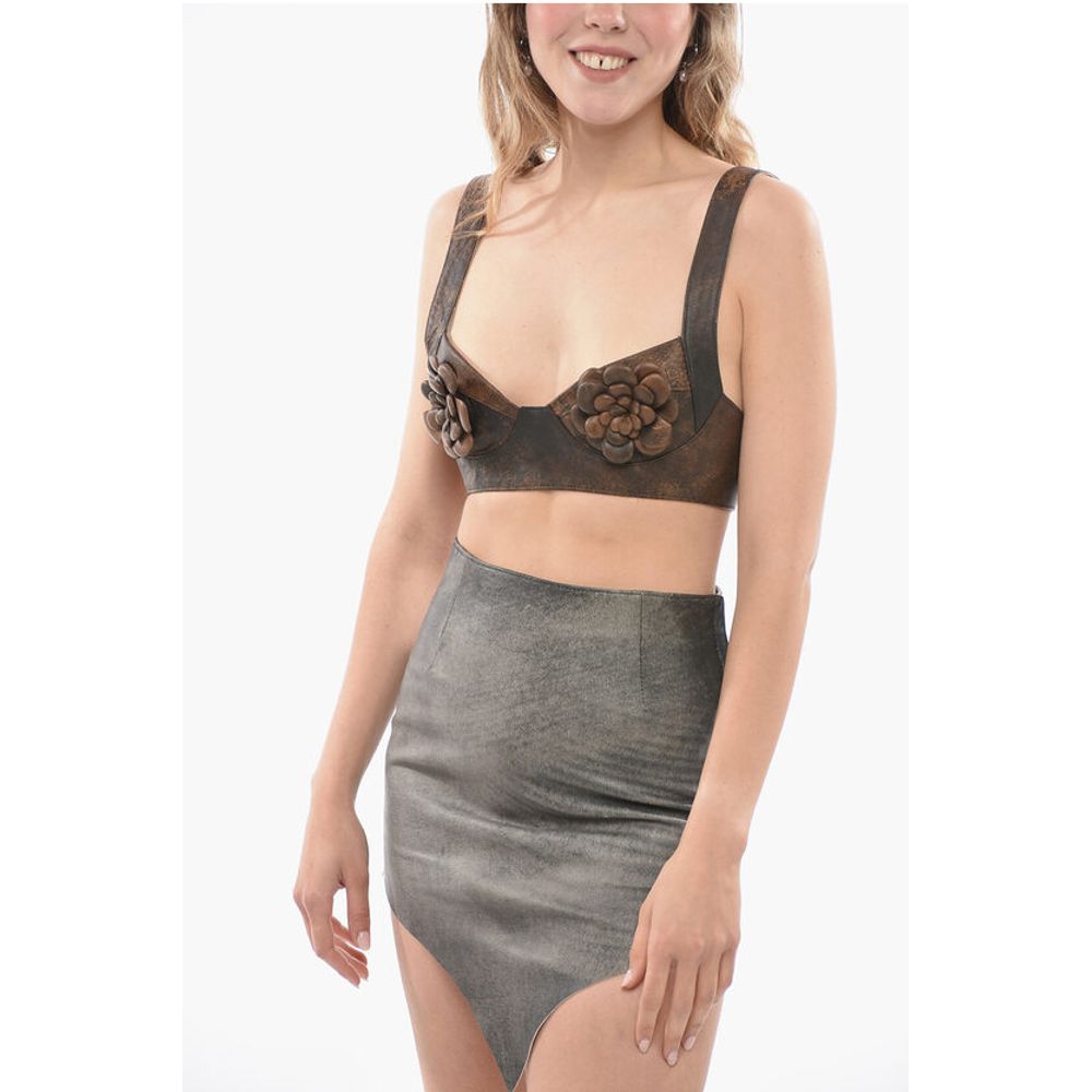 Leather Bra Top with Embossed Details
