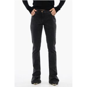 Low-waisted Bootcut Denims with Jewel Buttons