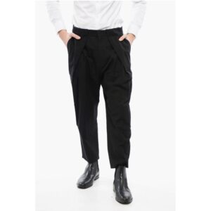 Single-pleated Cotton Blend Tapered Fit Pants