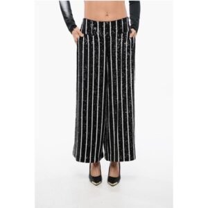 Sequined Striped High-waisted Pants