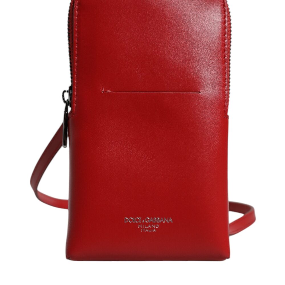 Red Leather Purse Phone Sling Crossbody Neck Strap Bag