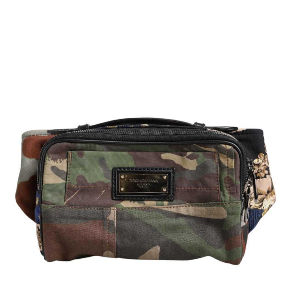 Multicolor Camouflage Patchwork Logo Waist Fanny Pack Bag