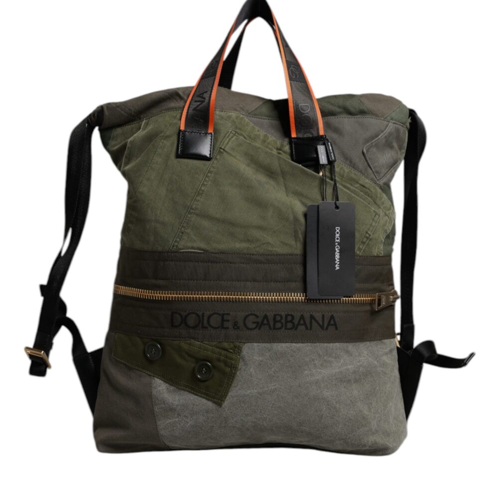 Military Green Patchwork Rucksack Backpack Bag