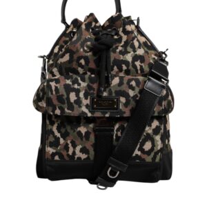 Multicolor Leopard Cotton Shoulder Bucket Bag