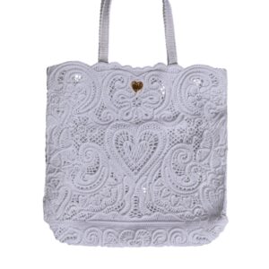 White Cordonetto Lace Beatrice Tote Shopping Bag