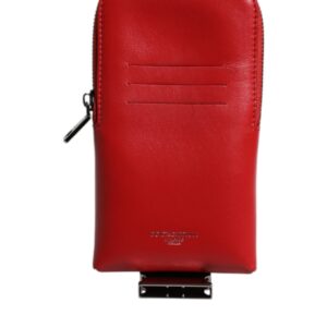 Red Leather Logo Zip Around Card Holder Wide Strap Wallet (Copy)