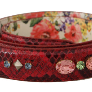 Elegant Red Python Leather Bag Strap