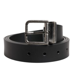 Black Classic Leather Metal Buckle Belt