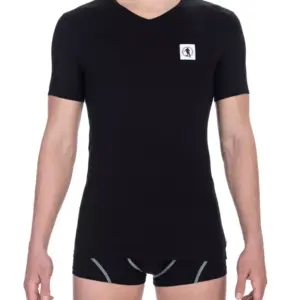 Black Cotton Men's V-Neck T-Shirt