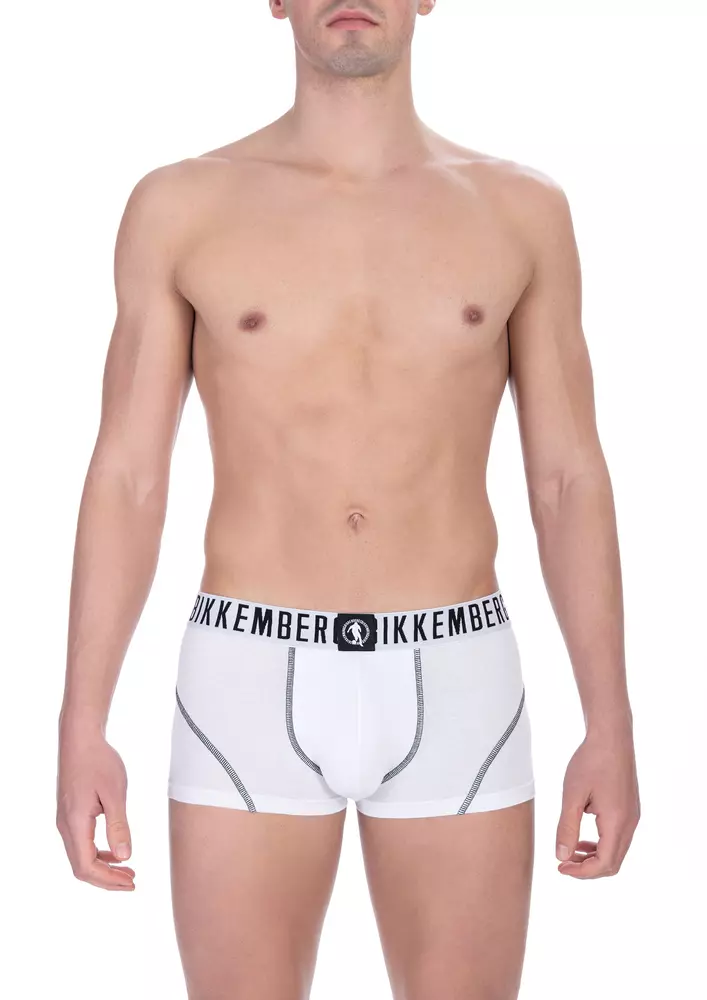 White Cotton Men's Trunk Underwear Bi-Pack