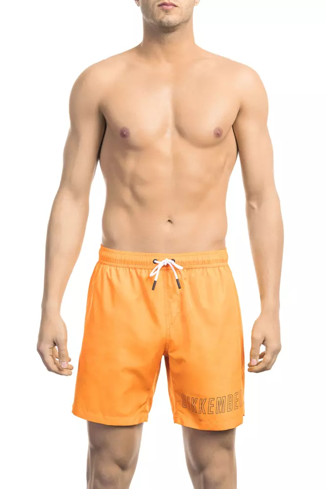 Orange Polyester Men's Swim Short
