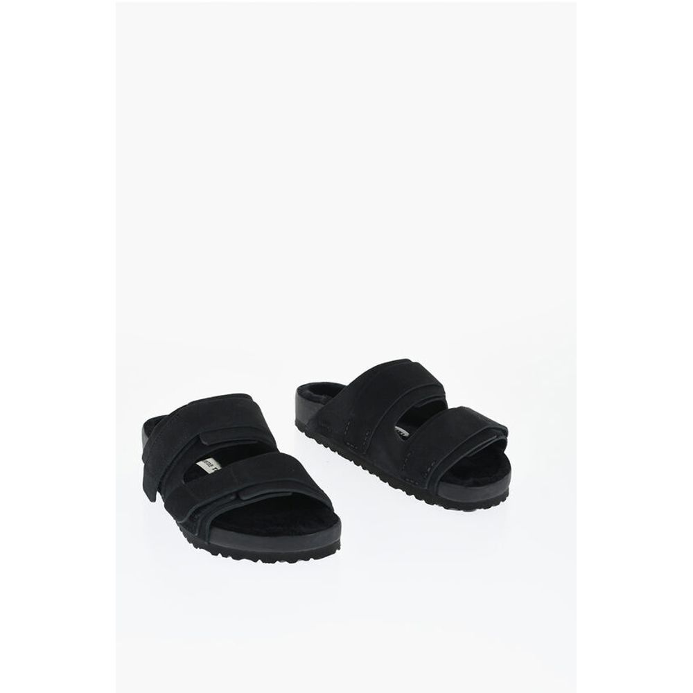 TEKLA Double Strap Suede UJI Sandals with Shearling Sole