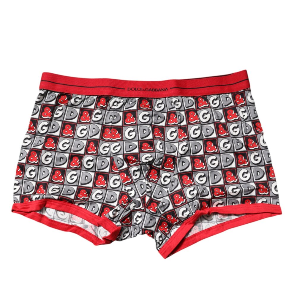 Red Cotton Logo Print Regular Boxer Underwear