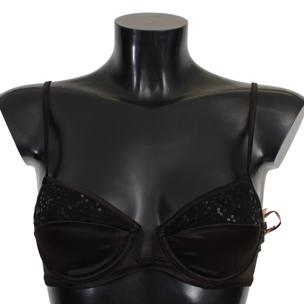 Sequined Brown Balconette Bra
