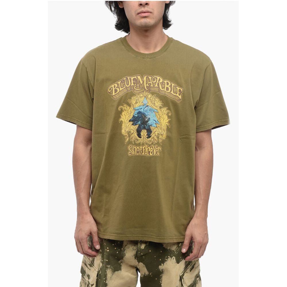 Cotton Crew-neck T-shirtwith Frontal Print