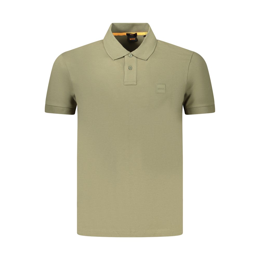 Green Cotton Men Polo Shirt