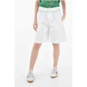 Logoed Sanded Cotton Shorts wih Elastic Waist