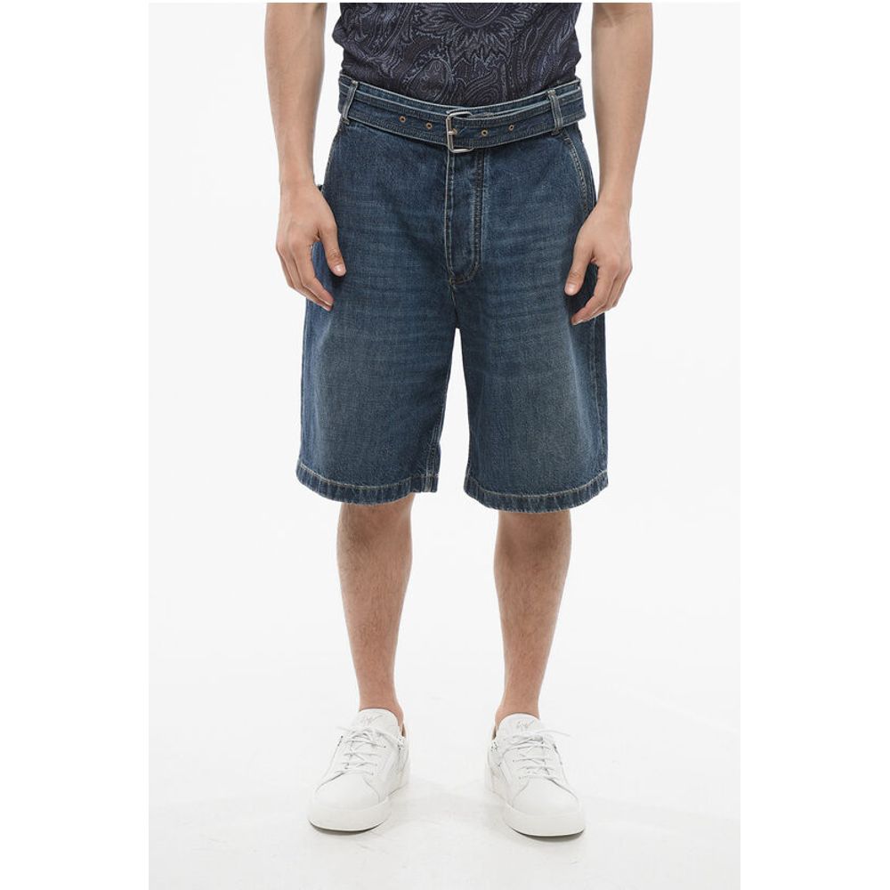 Mid Washed Denim Shorts with Belt