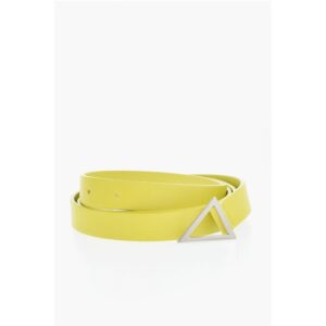 Leather Belt with Silver-Tone Triangle Buckle 20mm